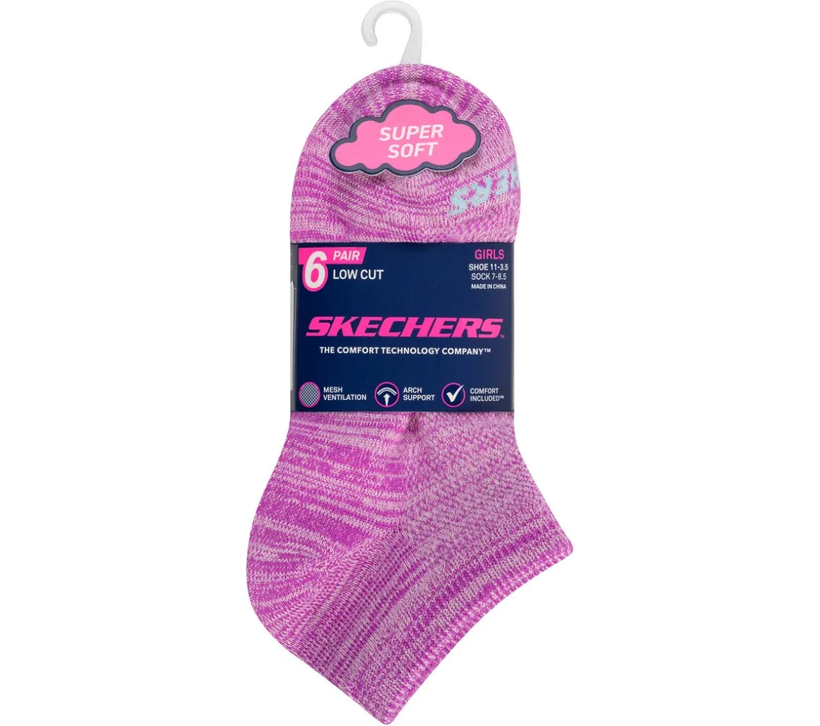 6 Pack Girls' Low Cut Color Stripe Socks